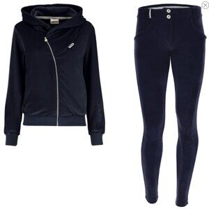 Freddy WR.UP® Tracksuit Set Velvet velour Hood Jacket with Pants Navy XS